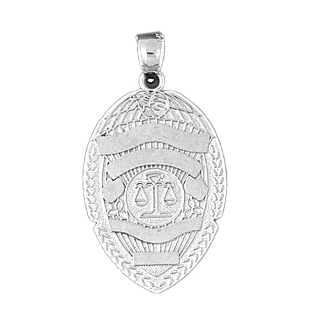 Sterling Silver Police Badge Pendant