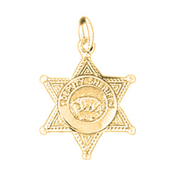Yellow Gold-plated Silver Police Badge Pendant