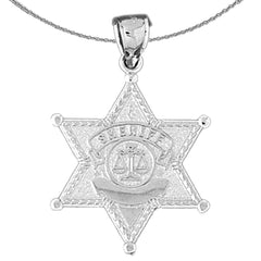 Colgante con insignia de sheriff en plata de ley (chapado en rodio o oro amarillo)