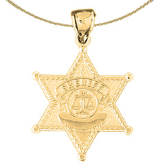 Colgante con insignia de sheriff en plata de ley (chapado en rodio o oro amarillo)