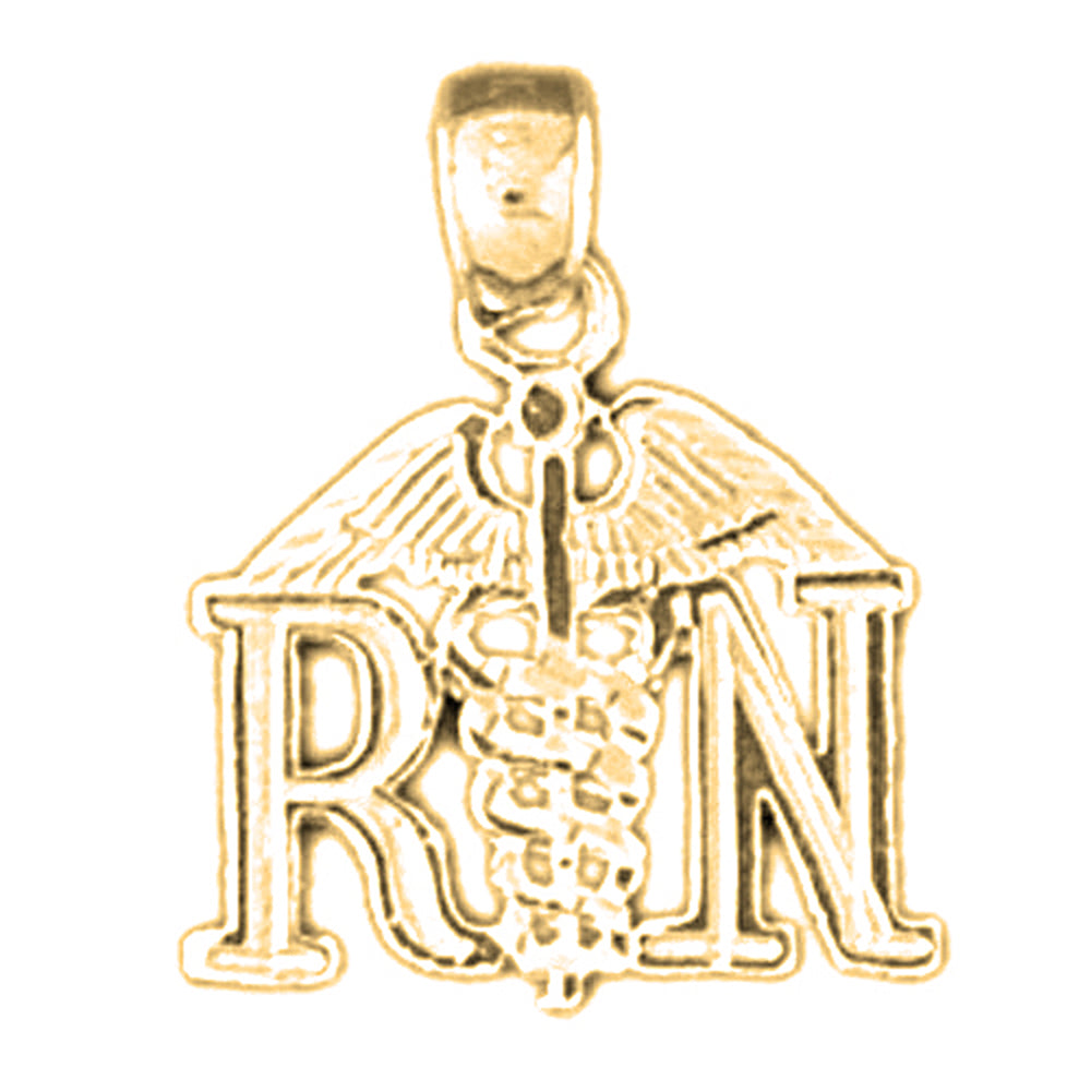 Yellow Gold-plated Silver Registered Nurse Pendant