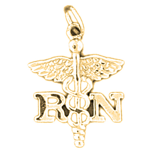 Yellow Gold-plated Silver Registered Nurse Pendant