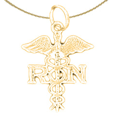 Anhänger „Registered Nurse“ aus Sterlingsilber (rhodiniert oder gelbvergoldet)