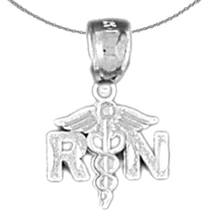 Sterling Silver Registered Nurse Pendant (Rhodium or Yellow Gold-plated)