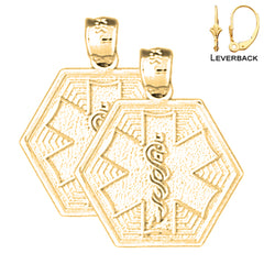 14K or 18K Gold 21mm Hexagon Star of Life Symbol Earrings