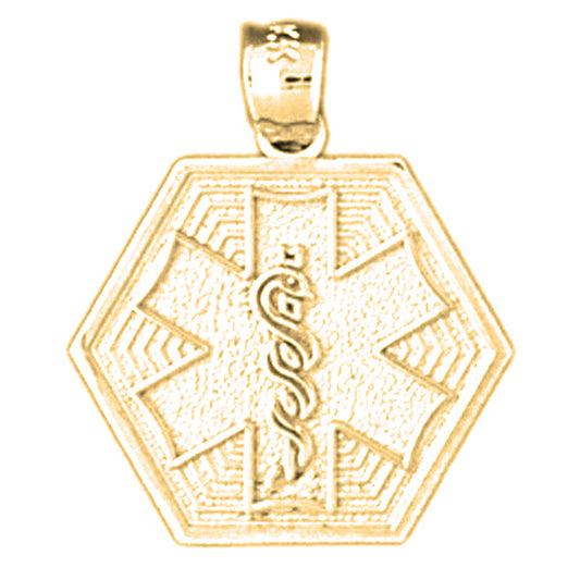 Yellow Gold-plated Silver Medical Symbol Pendant