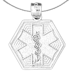 Sterling Silver Medical Symbol Pendant (Rhodium or Yellow Gold-plated)