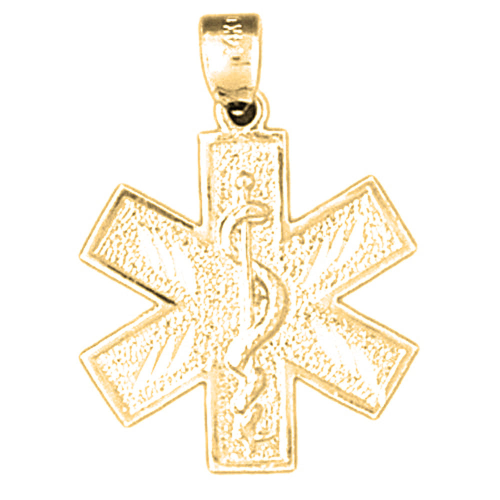 Yellow Gold-plated Silver Medical Symbol Pendant