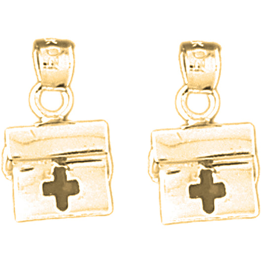 14K or 18K Gold 16mm 3D Medical Bag Earrings