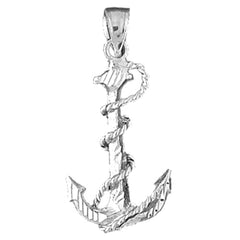10K, 14K or 18K Gold Anchor With Rope 3D Pendant