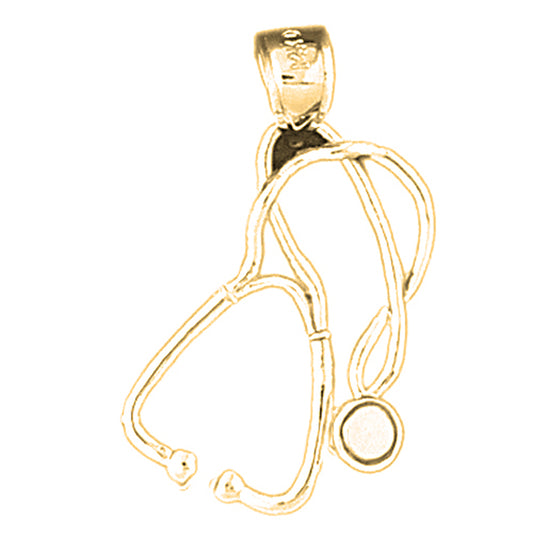 Yellow Gold-plated Silver 3D Stethoscope Pendant