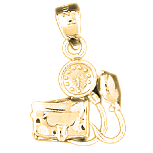 Yellow Gold-plated Silver 3D Blood Pressure Monitor Pendant