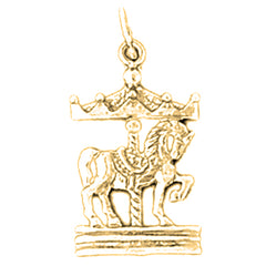 Yellow Gold-plated Silver Carousel Horse Pendant