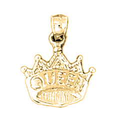 Yellow Gold-plated Silver Queen Crown Pendant
