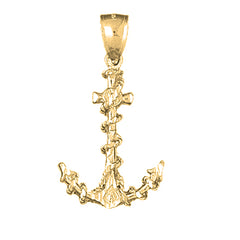 Yellow Gold-plated Silver Anchro With Rope 3D Pendant