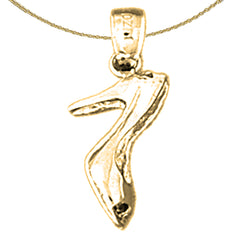 Sterling Silver 3D High Heel Pendant (Rhodium or Yellow Gold-plated)