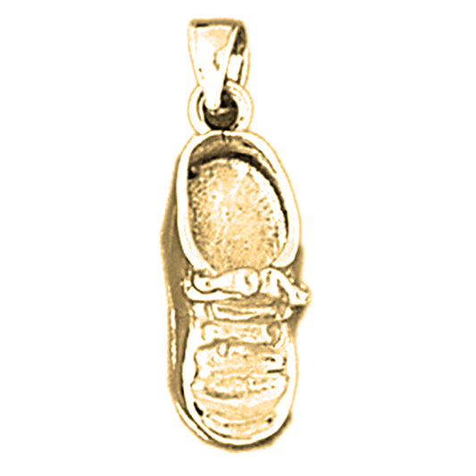 Yellow Gold-plated Silver 3D Baby Shoe Pendant
