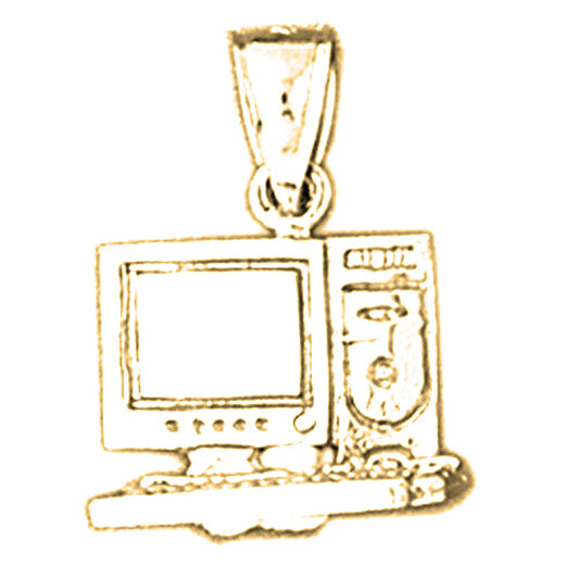 Yellow Gold-plated Silver Computer Pendant