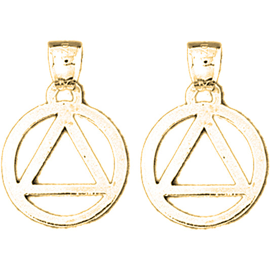 14K or 18K Gold 24mm Triangle in Circle Earrings