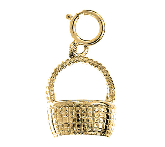 14K or 18K Gold 3D Basket Pendant
