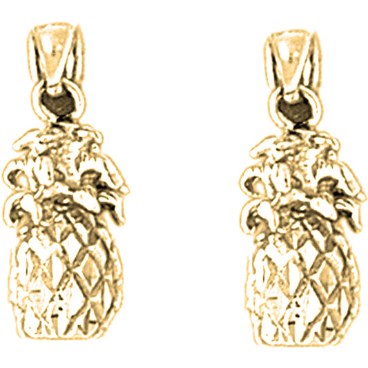 14K or 18K Gold 21mm Pineapple Earrings