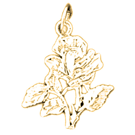 Yellow Gold-plated Silver Rose Pendant