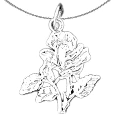 Sterling Silver Rose Pendant (Rhodium or Yellow Gold-plated)