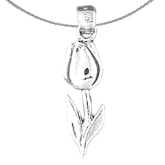 Sterling Silver Tulip Pendant (Rhodium or Yellow Gold-plated)