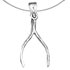 Sterling Silver Wishbone Pendant (Rhodium or Yellow Gold-plated)