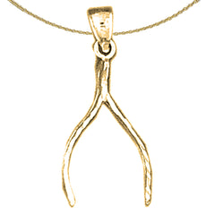 Sterling Silver Wishbone Pendant (Rhodium or Yellow Gold-plated)