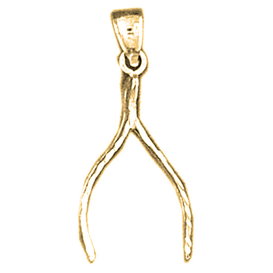 Yellow Gold-plated Silver Wishbone Pendant