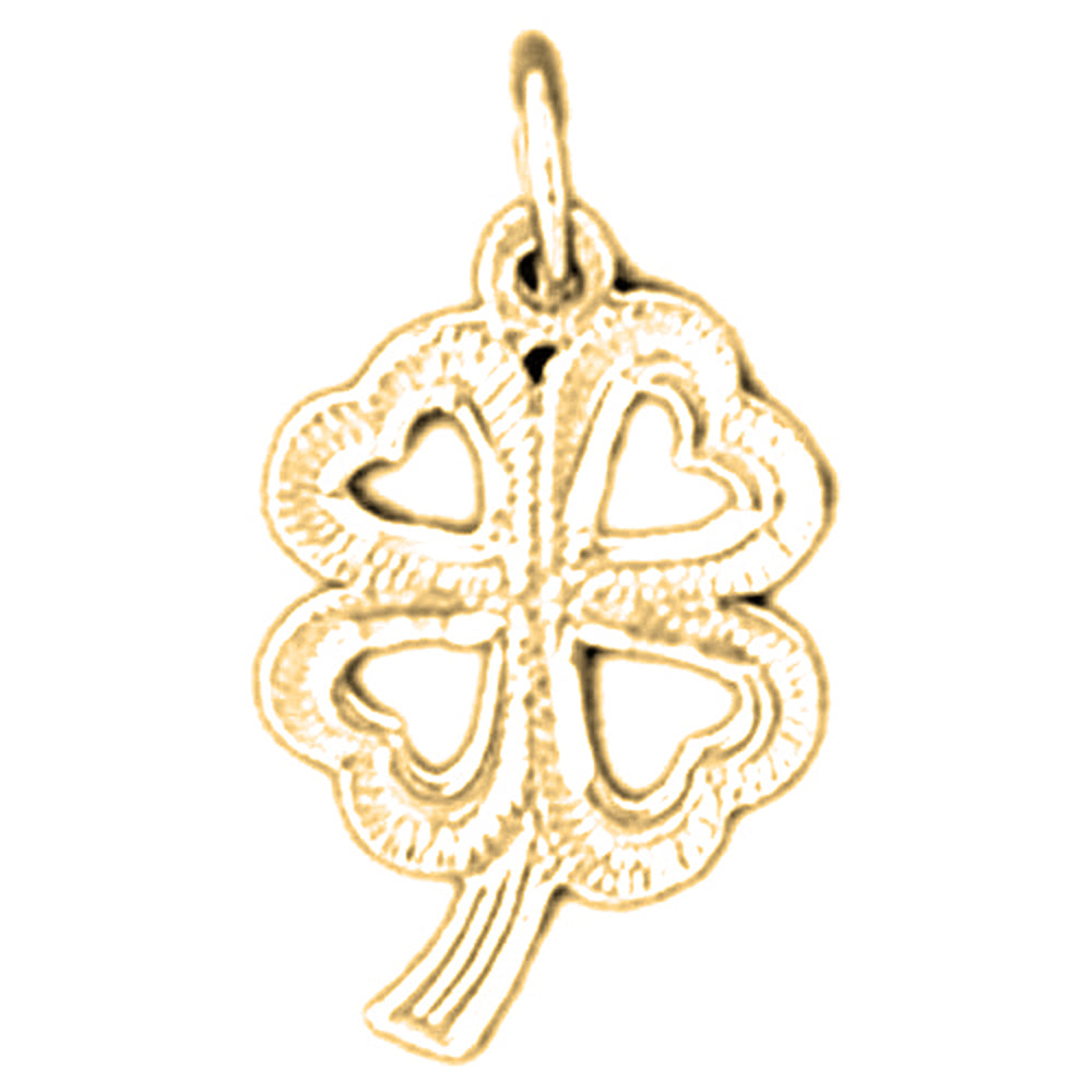 Yellow Gold-plated Silver 4 Heart Shamrock Pendant