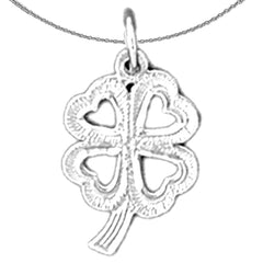 Sterling Silver 4 Heart Shamrock Pendant (Rhodium or Yellow Gold-plated)