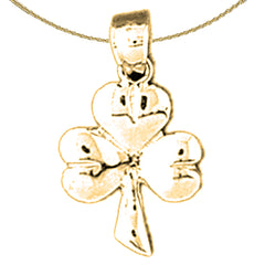 Sterling Silver 3 Clove Shamrock Pendant (Rhodium or Yellow Gold-plated)