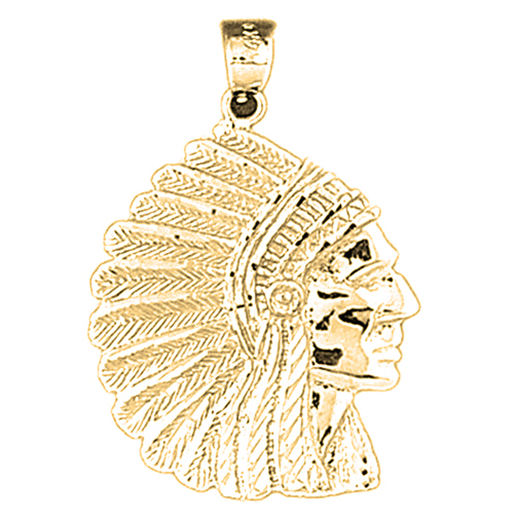 Yellow Gold-plated Silver Indian Head Pendant