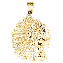 Yellow Gold-plated Silver Indian Head Pendant