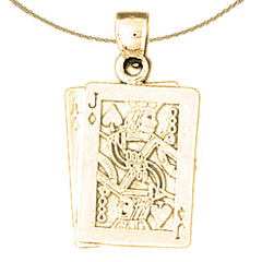 Sterling Silver Playing Card Pendant (Rhodium or Yellow Gold-plated)