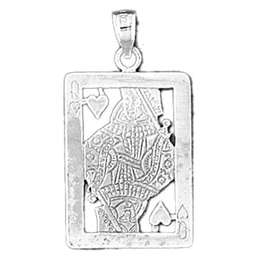 14K or 18K Gold Queen of Hearts Playing Card Pendant