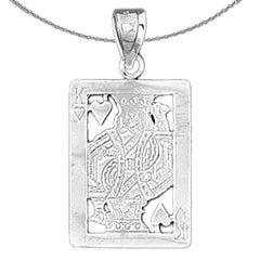 Sterling Silver Playing Card Pendant (Rhodium or Yellow Gold-plated)