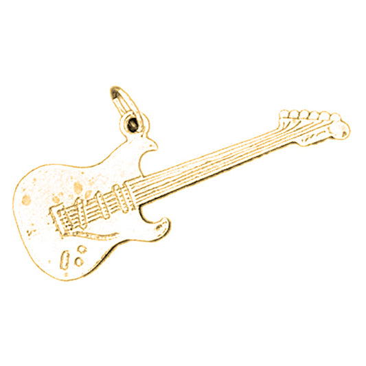 Yellow Gold-plated Silver Guitar Pendant