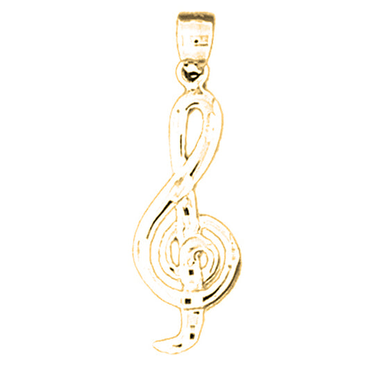 Yellow Gold-plated Silver Music Symbol Pendant