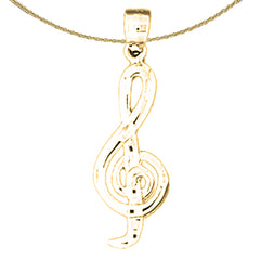 Sterling Silver Music Symbol Pendant (Rhodium or Yellow Gold-plated)