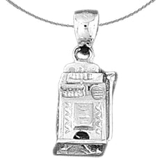 Sterling Silver 3D Slot Machine Pendant (Rhodium or Yellow Gold-plated)