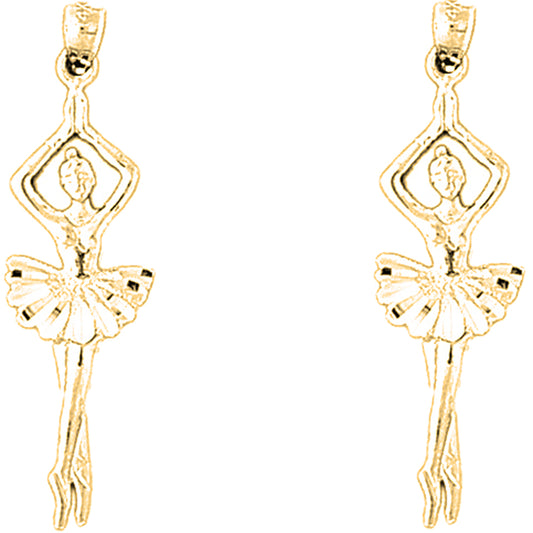 Yellow Gold-plated Silver 40mm Fifth Position Ballerina Earrings