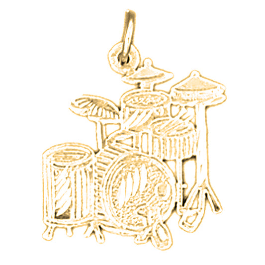 Yellow Gold-plated Silver Drum Set Pendant