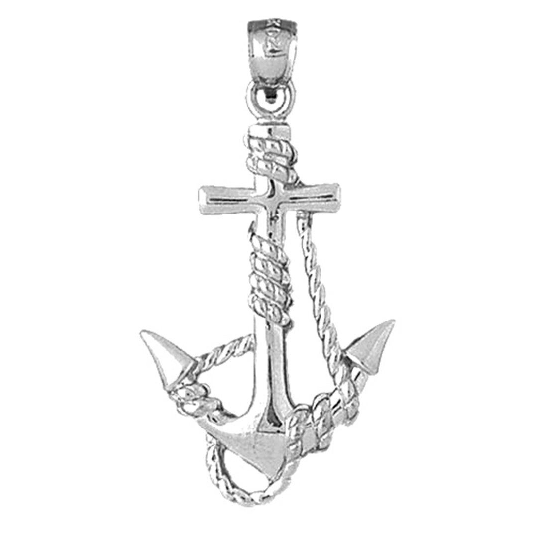 Sterling Silver Anchor With Rope Pendant