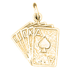 Yellow Gold-plated Silver Playing Card Pendant