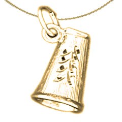 Sterling Silver 3D Horn Pendant (Rhodium or Yellow Gold-plated)