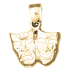 Yellow Gold-plated Silver Drama Face Pendant