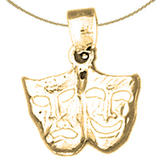 Sterling Silver Drama Face Pendant (Rhodium or Yellow Gold-plated)